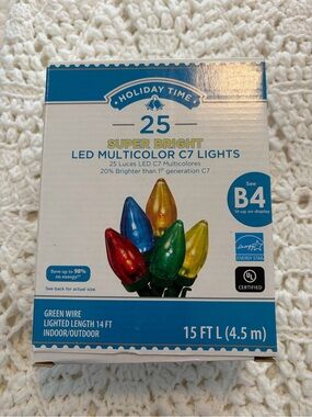 Holiday Time Multicolor LED C7 String Lights - Red, Blue, Green, Yellow